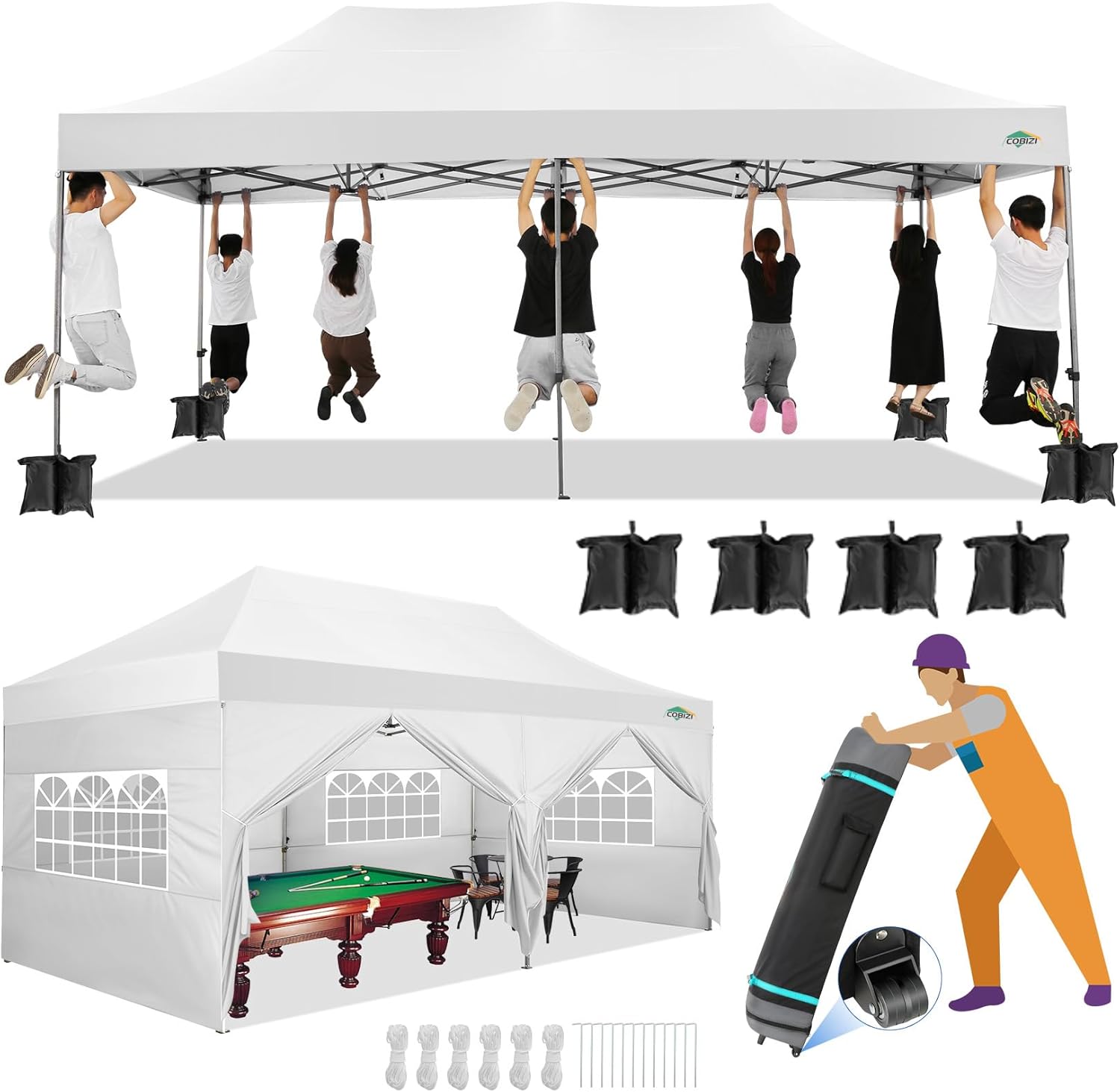 Canopies & Tents - COBIZI 10x20 Canopy with Sidewalls