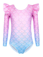 Arshiner Ruffle Long Sleeve Leotard for Girls Ballet Leotards Low Back Gymnastic Dance Outfits for Toddler