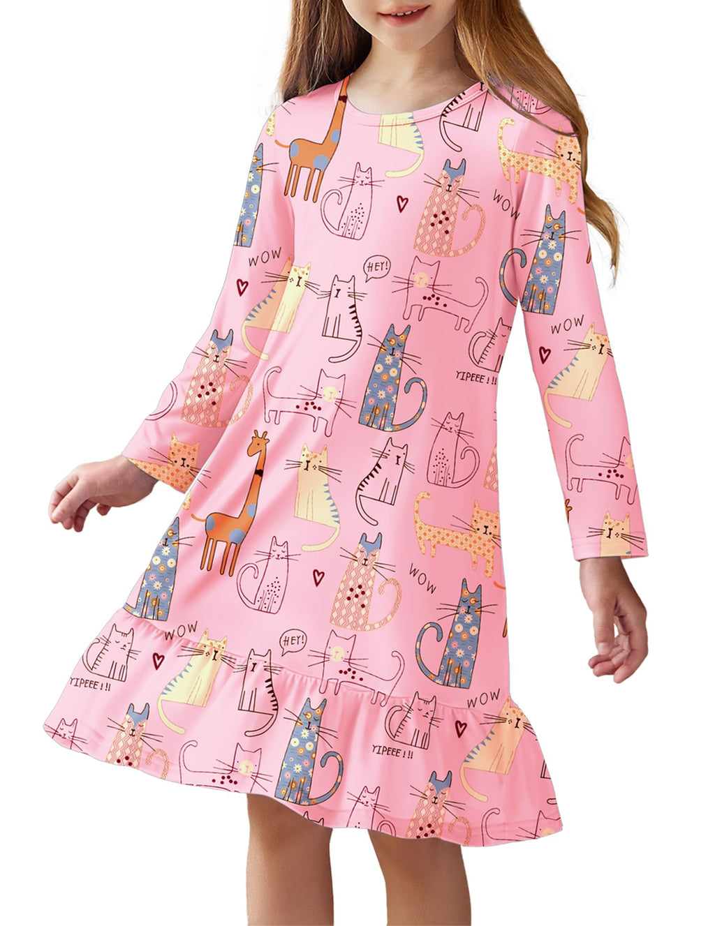 Arshiner Girls' Sleepwear Long Sleeve Cute Nightgown Nightie Pajama Dress