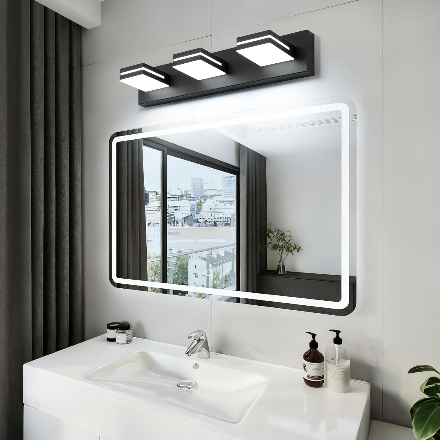 Lighting - Matte Black Modern Acrylic Bathroom Wall Lighting Fixtures Over Mirror