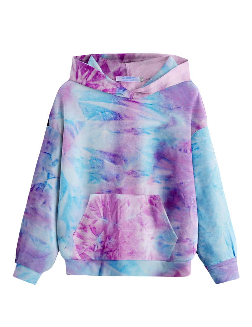 Arshiner Girls Tie Dye Sweatshirts Loose Casual Hoodies Long Sleeve Pullover Hooded Tops With Pockets