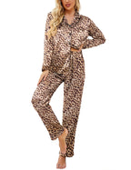 Ekouaer Women's Classic Button Down Long Satin Silk Pajama Set