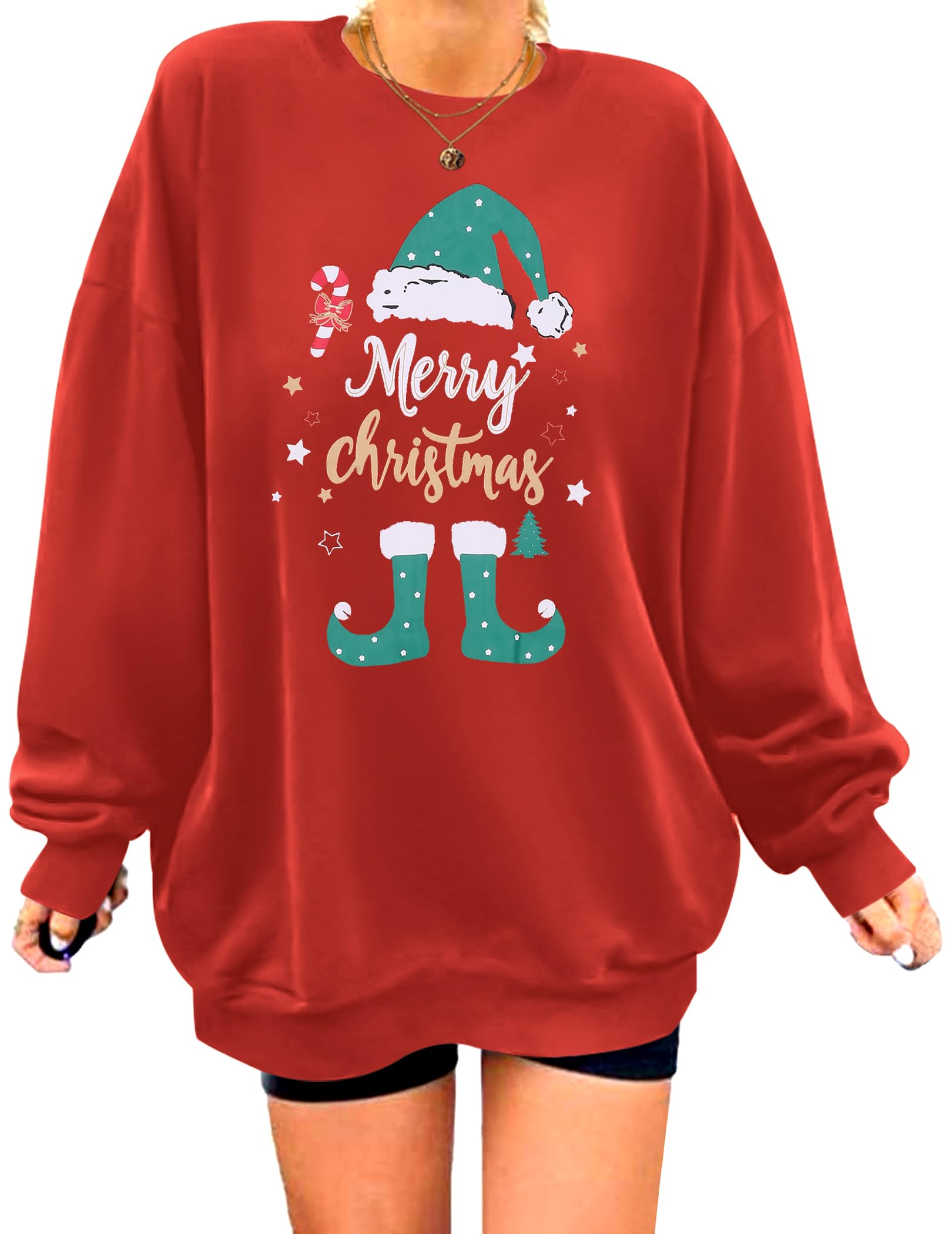 Zeagoo Christmas Sweatshirt for Women Crewneck Christmas Long Sleeve Shirt Xmas Holiday Pullover Sweater Tops