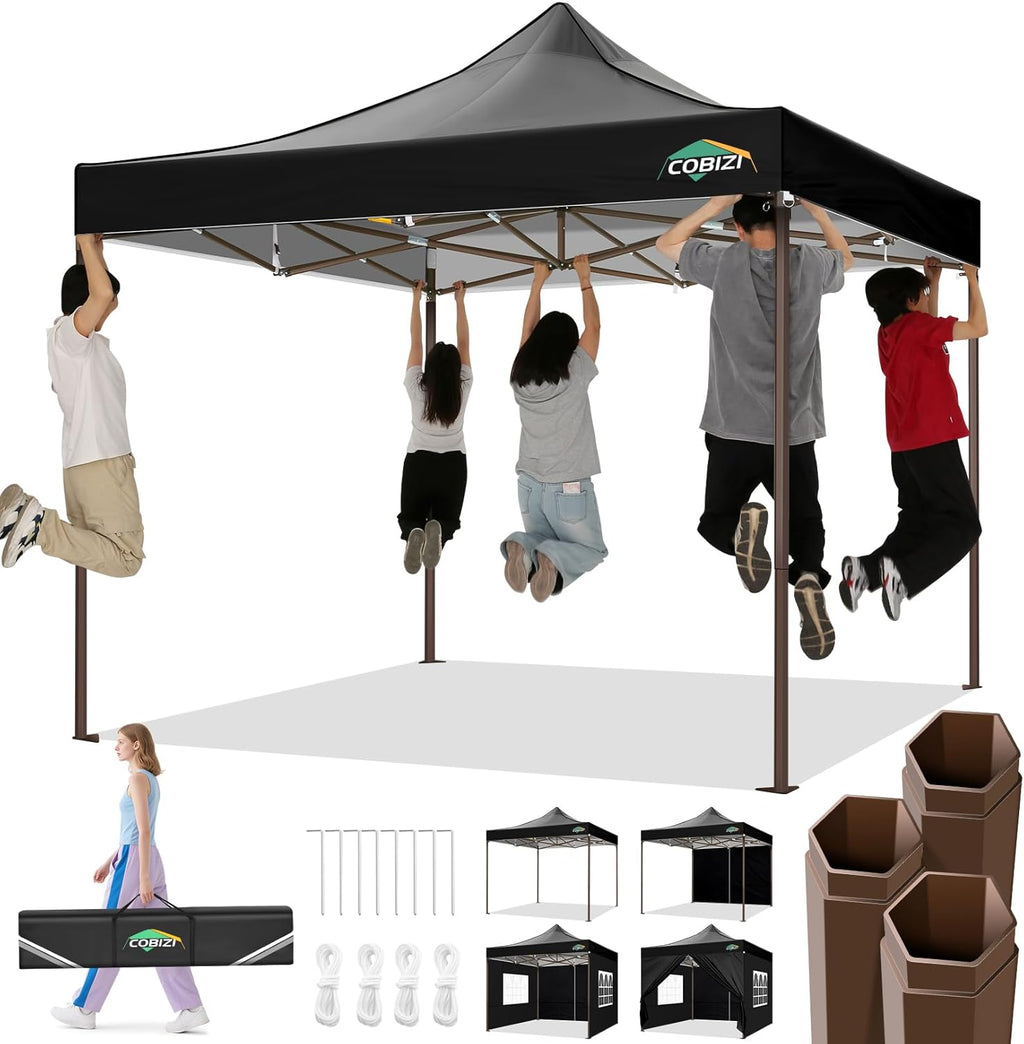 Canopies & Tents - COBIZI 10x10 Pop Up Canopy Tent Heavy Duty with 4 Sidewalls