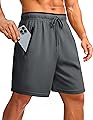 PINSPARK Men's Athletic Running Shorts 7" Mesh Quick Dry Workout Shorts with Zipper Pockets Lightweight Gym Shorts