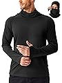 PINSPARK Men's Hooded Sun Shirts with Mask Fishing Shirts for Men Long Sleeve UPF 50 Rash Guards Cooling Hoodies Hiking Shirt