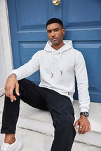 COOFANDY Men's Casual Hoodies Sweatshirt Hipster Gym Long Sleeve Drawstring Plaid Jacquard Pullover Hooded Dark Gray