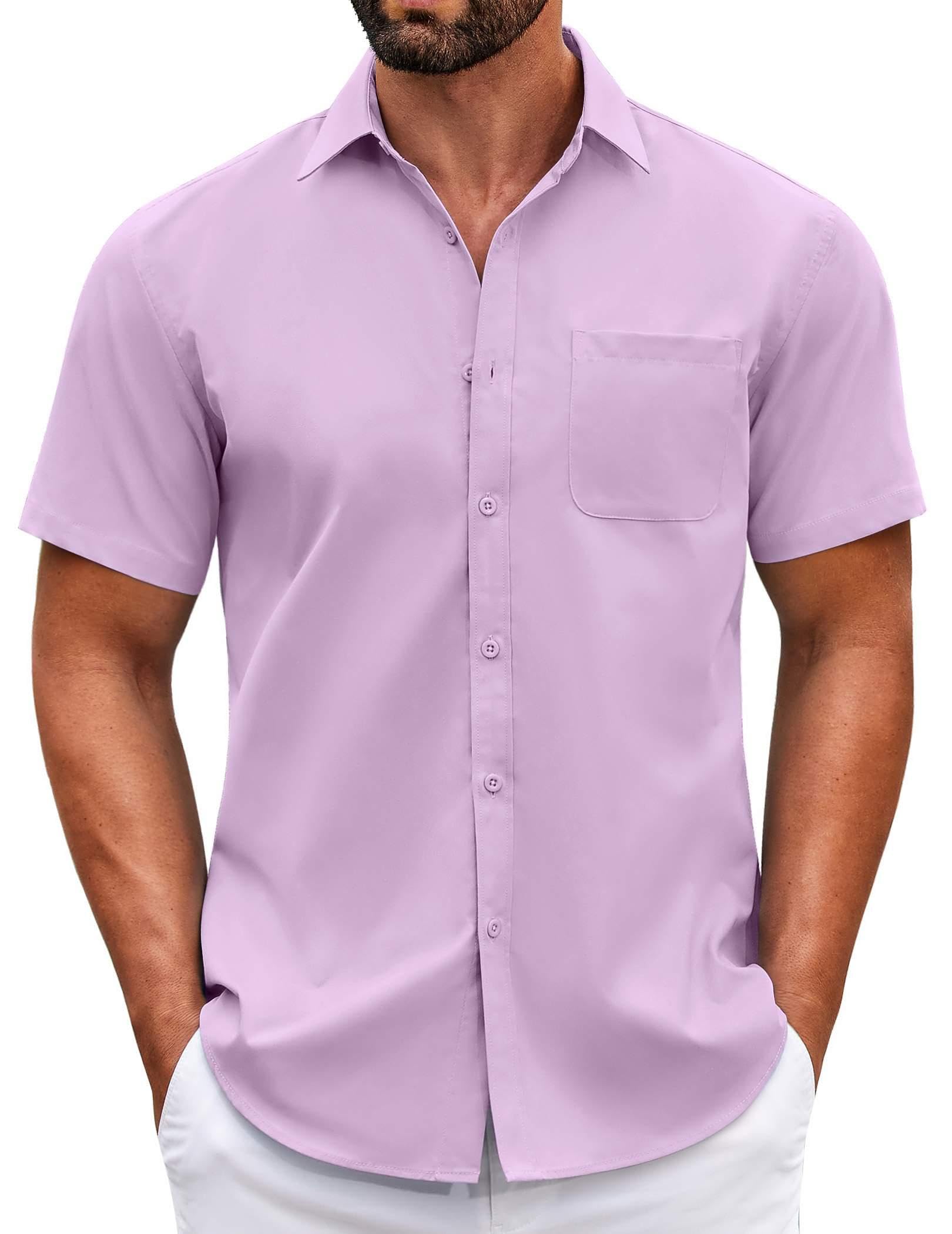 COOFANDY Mens Short Sleeve Casual Button Down Shirts Summer Untucked Dress Shirts with Pocket