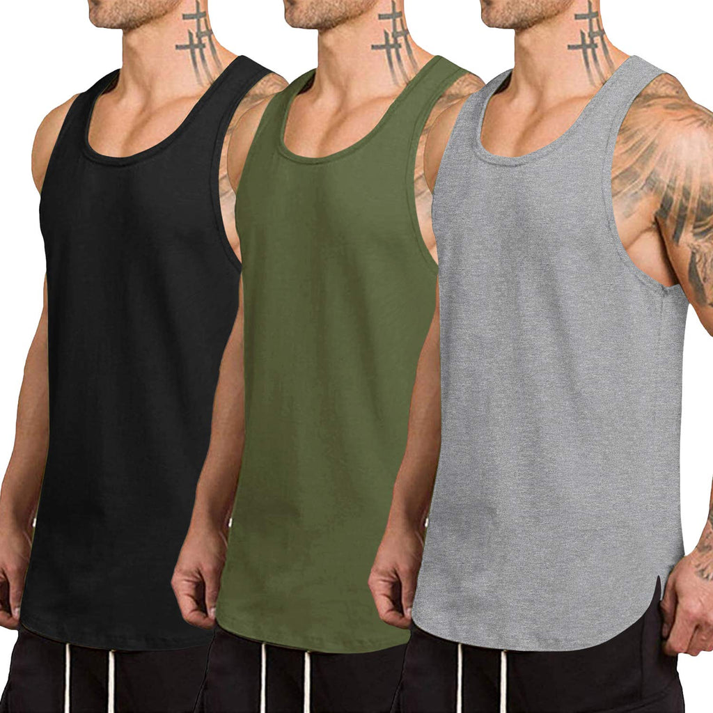 COOFANDY Men's 3 Pack Quick Dry Workout Vest Gym Muscle Tee Fitness Bodybuilding Sleeveless T Shirt