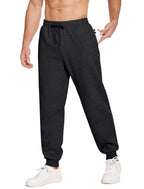 PINSPARK Men's Fleece Joggers with Zipper Pockets Tapered Sweatpants Cotton Sweat Pants for Mens Heavyweight Lounge Pants