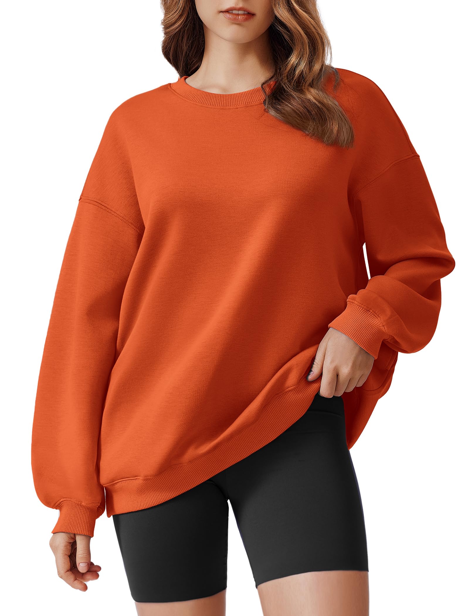 PINSPARK Sweatshirt for Women Oversized 2024 Fall Outfit Long Sleeve Y2K Pullover Top Crewneck Sweat Shirts with Side Pockets