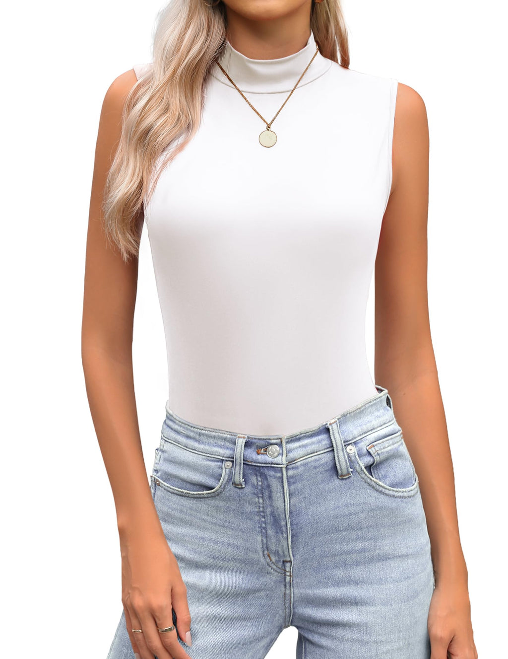 Zeagoo Womens Mock Turtleneck Tank Tops 2025 Slim Fitted Sleeveless Top Stretchy Basic Casual Layer Tee Shirts