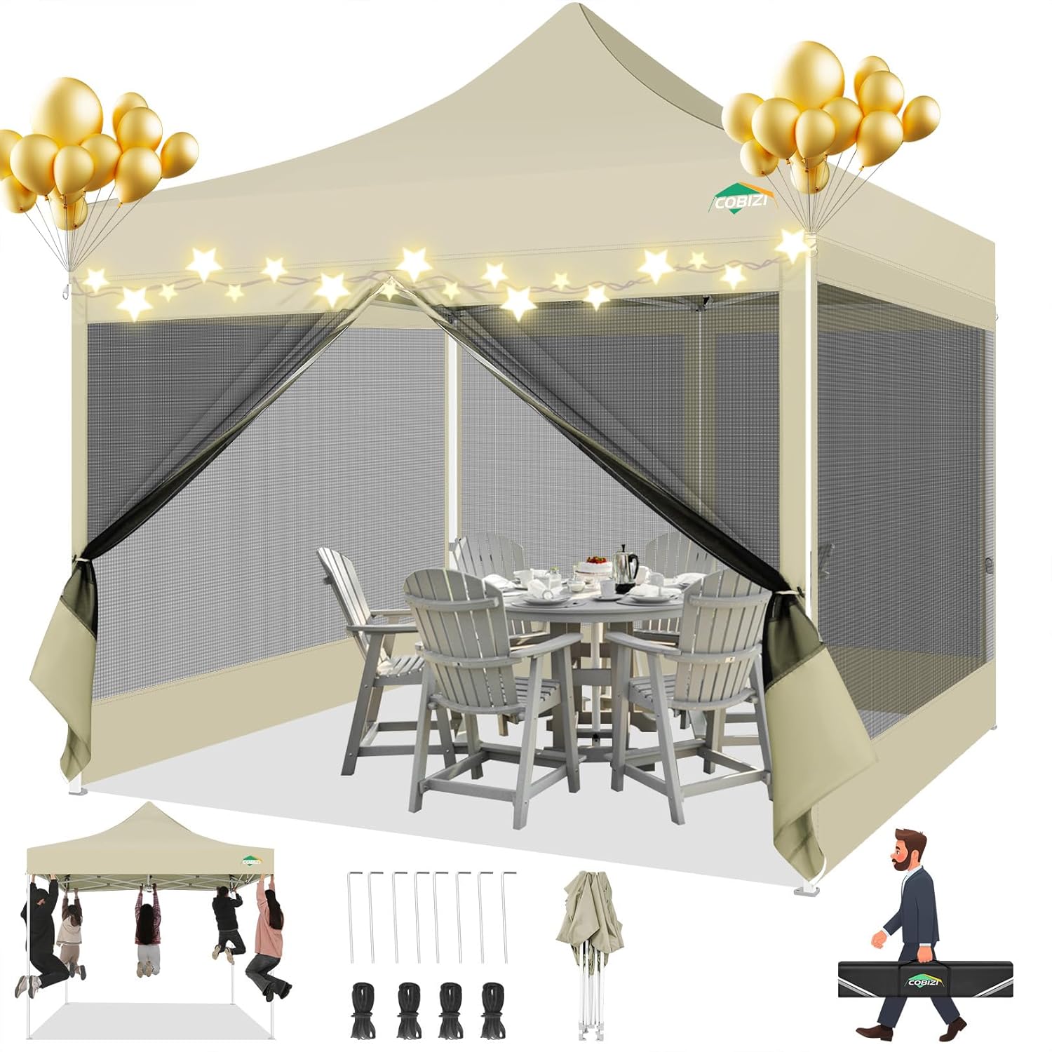 Canopies & Tents - COBIZI 10x10 Canopy Tent with 4 Sidewalls
