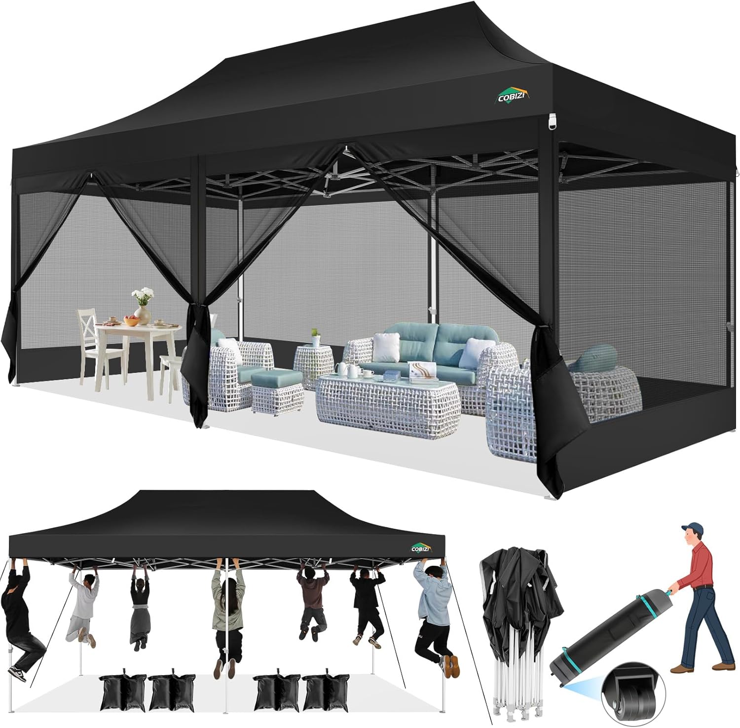Canopies & Tents - COBIZI 10x20 Canopy Tent with 6 Sidewalls