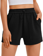 PINSPARK Sweat Shorts for Women Casual Summer Athletic Short Elastic Waist Comfy Lounge Shorts Bottoms with Pockets