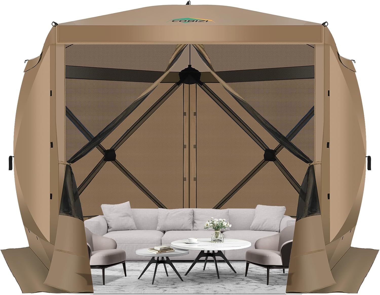 Canopies & Tents - COBIZI Pop Up Gazebo Screen Tent  Khaki