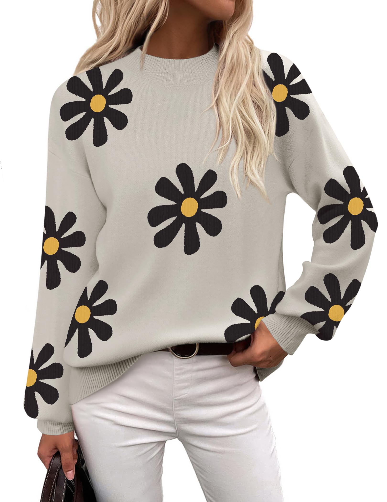 Zeagoo Sweaters for Women Fall Fashion 2025 Trendy Long Sleeve Turtleneck Pullover Lantern Knit Sweater Tops