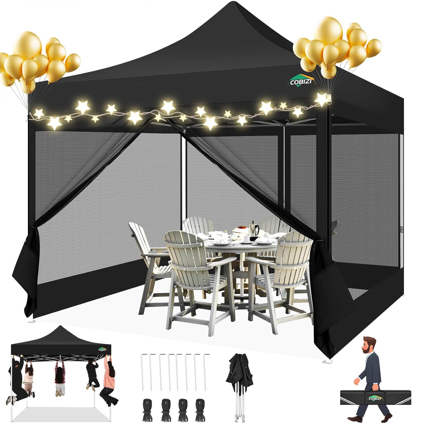 Canopies & Tents - COBIZI 10x10 Canopy Tent with 4 Sidewalls