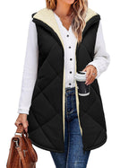Zeagoo Womens 2025 Reversible Vest Sleeveless Fleece Jacket Double Zip Up Long Warm Winter Coat Outerwear with Pockets