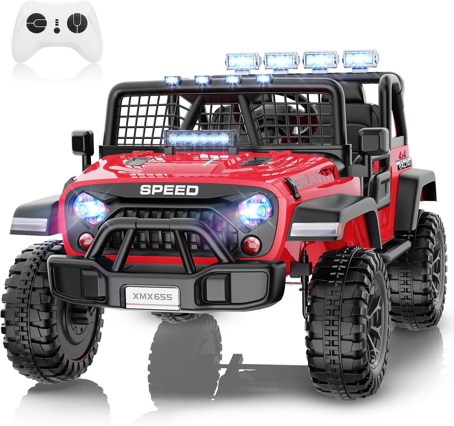 Children's Toy Car - 24V Ride on Toys for Big Kids - 2 Seater XL Electric Car with 20" Wide Seat, Remote Control, LED Lights, Spring Suspension, Bluetooth, Music, Power Car Wheels for Girls Boys