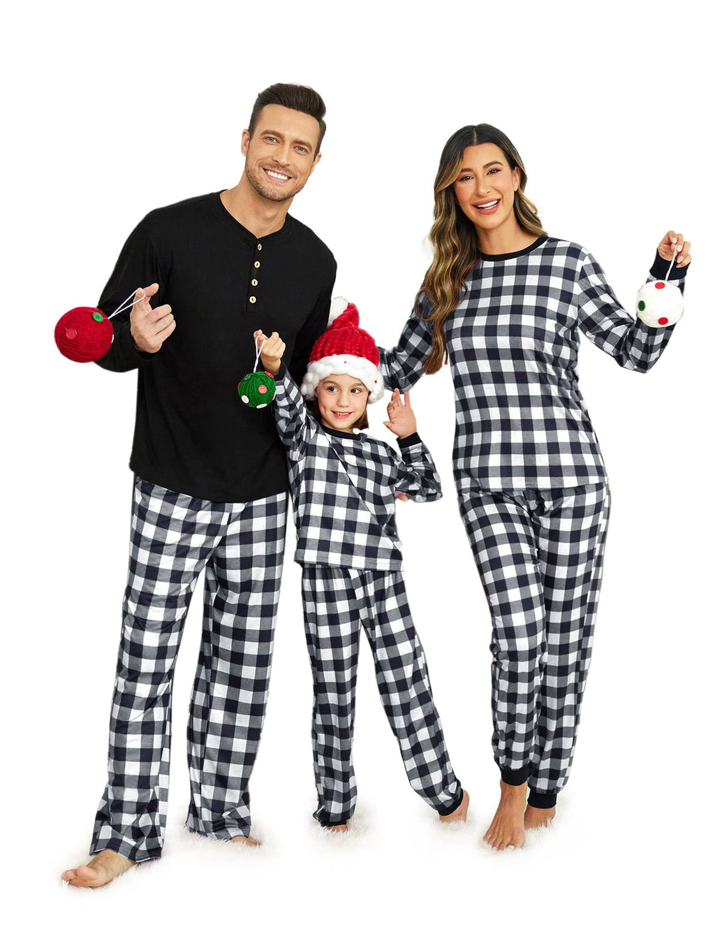 Ekouaer Family Christmas Pajamas Matching Sets Womens Mens Pjs Long Sleeve Sleepwear Holiday Lounge