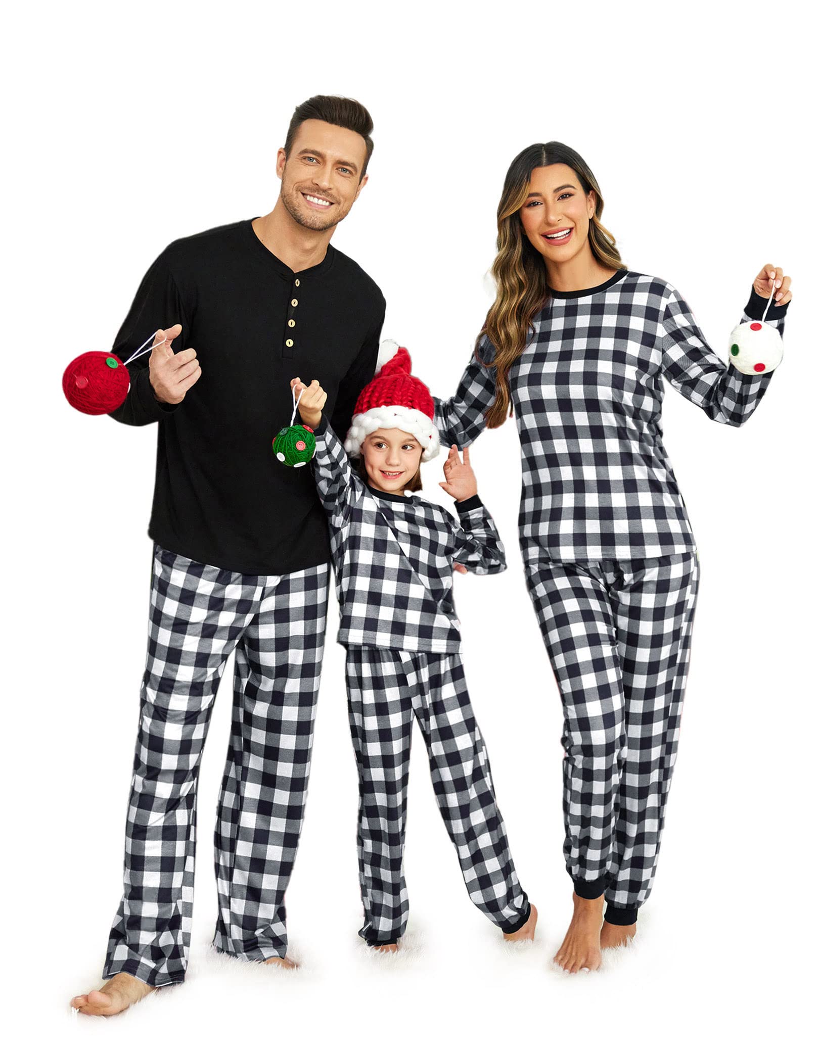Ekouaer Family Christmas Pajamas Matching Sets Womens Mens Pjs Long Sleeve Sleepwear Holiday Lounge Sets