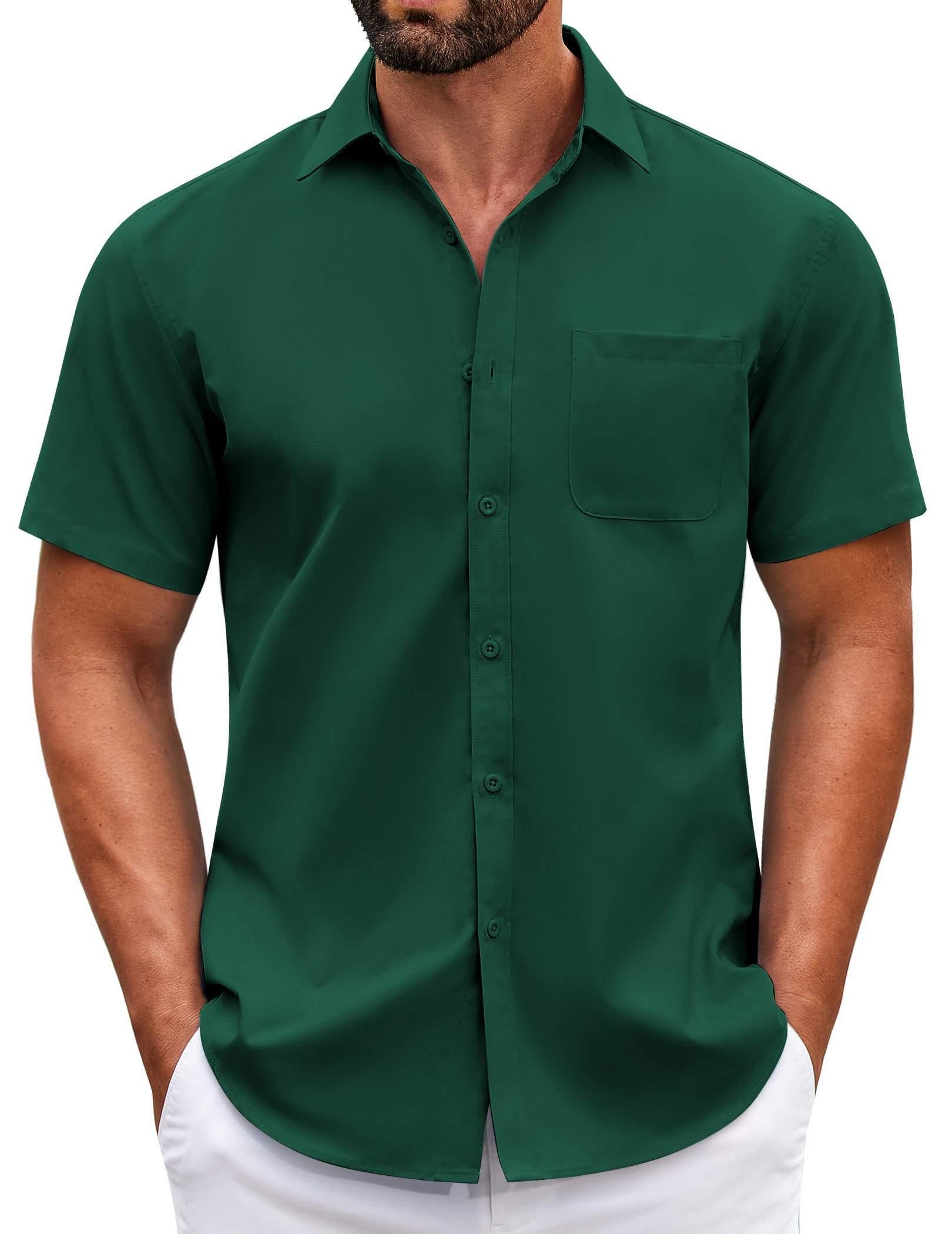 COOFANDY Mens Short Sleeve Casual Button Down Shirts Summer Untucked Dress Shirts with Pocket