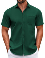 COOFANDY Mens Short Sleeve Casual Button Down Shirts Summer Untucked Dress Shirts with Pocket