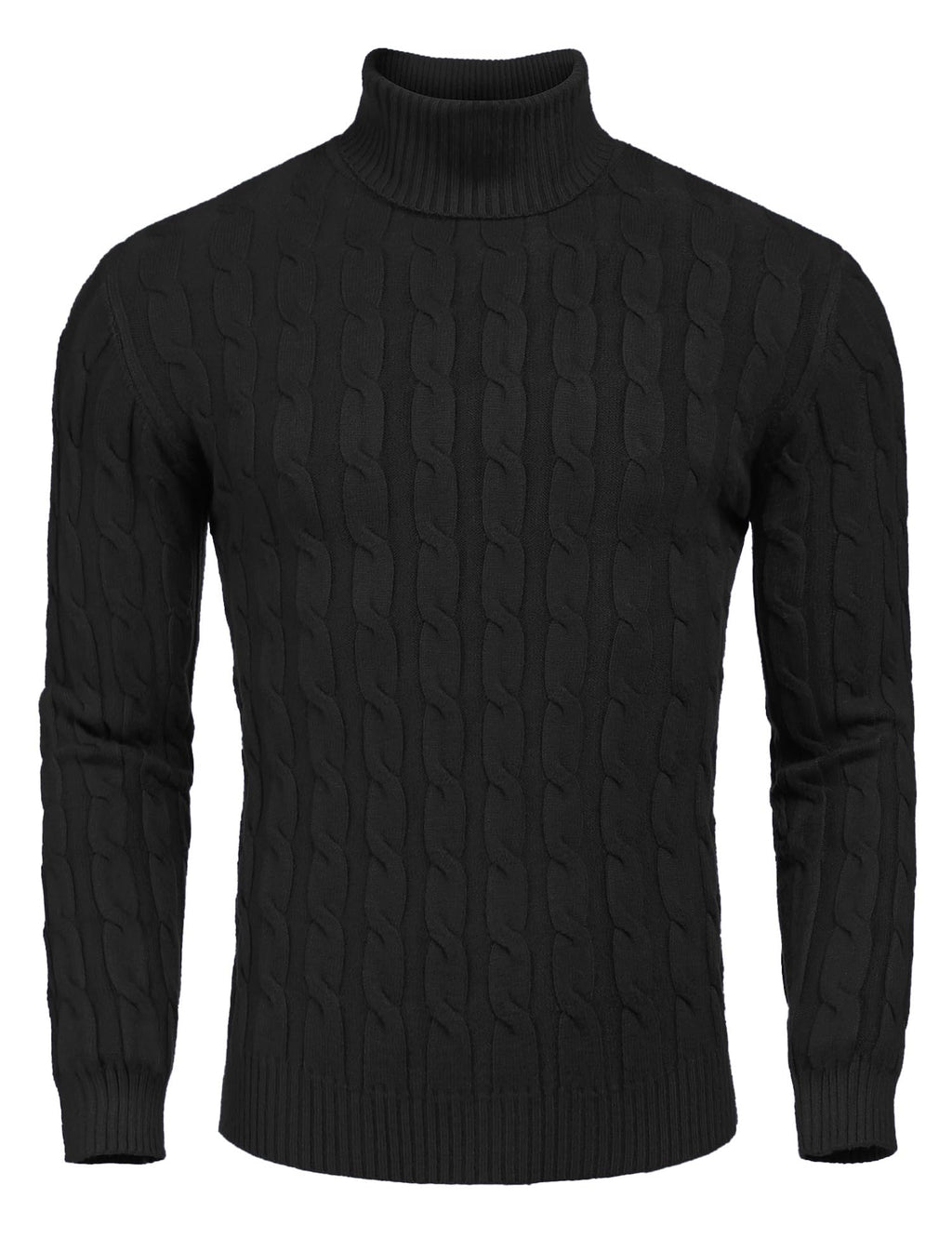 COOFANDY Men's Turtleneck Jumpers Slim Fit Roll Neck Jumper Cotton Twisted Knitted Sweater