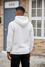 COOFANDY Men's Casual Hoodies Sweatshirt Hipster Gym Long Sleeve Drawstring Plaid Jacquard Pullover Hooded Dark Gray