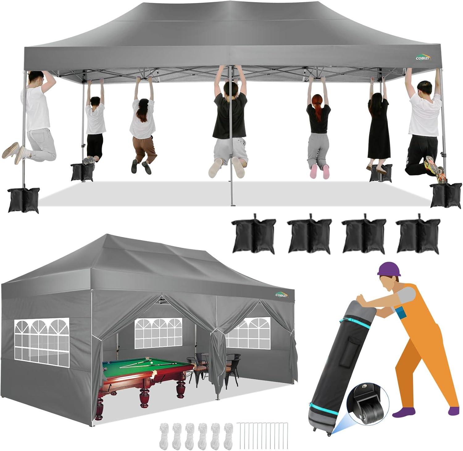 Canopies & Tents - COBIZI 10x20 Canopy with Sidewalls