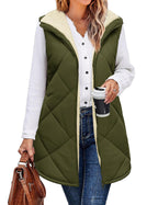 Zeagoo Womens 2025 Reversible Vest Sleeveless Fleece Jacket Double Zip Up Long Warm Winter Coat Outerwear with Pockets