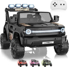 Children's Toy Car - 24V Electric Ride on Car for Kids 4-8, 4x4 Powerful Wheels, Remote Control, 21" Spacious, 4WD/2WD Switchable, LED Light, Back Storage, Music, XL 2 Seater Ride on Truck