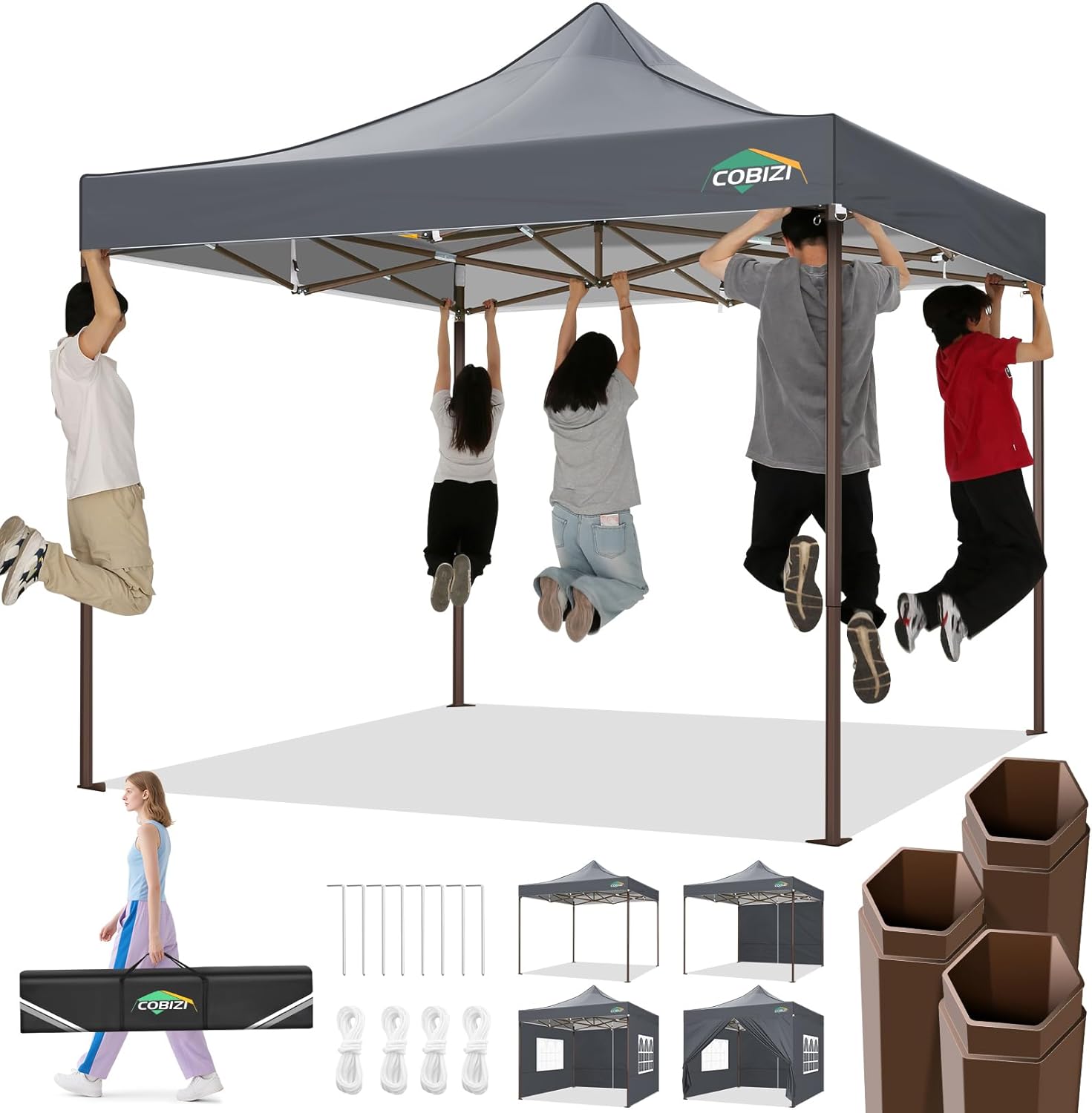 Canopies & Tents - COBIZI 10x10 Pop Up Canopy Tent Heavy Duty with 4 Sidewalls