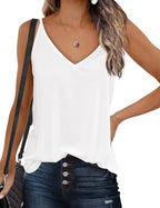 Zeagoo Womens V Neck Camisole Tank Top Strap Sleeveless T Shirt Casual Loose Vest Blouse - S-XXL