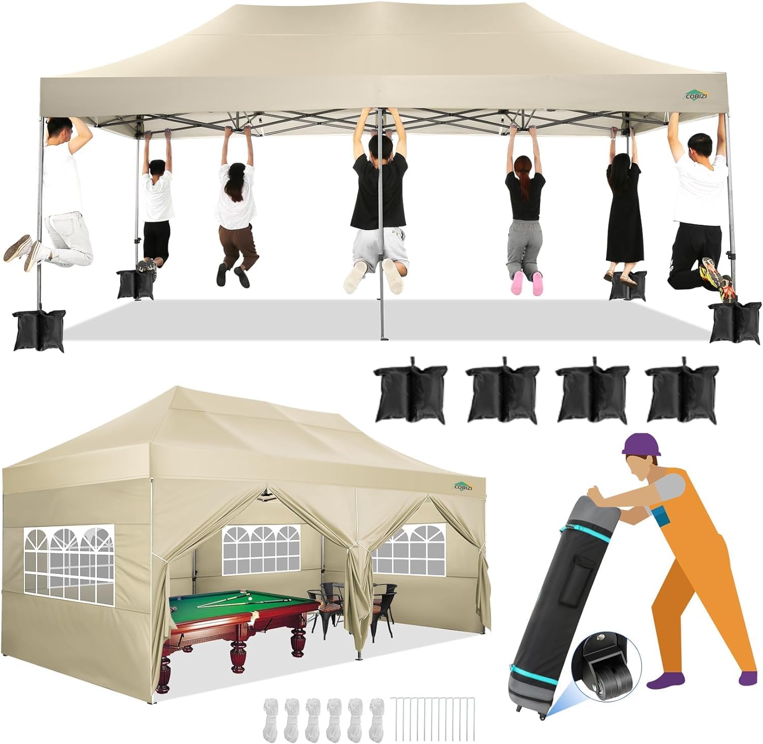 Canopies & Tents - COBIZI 10x20 Canopy with Sidewalls
