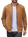 COOFANDY Lightweight Jackets Bomber Suede Jackets Casual Varisty Jackets Vintage Faux Leather Jacket