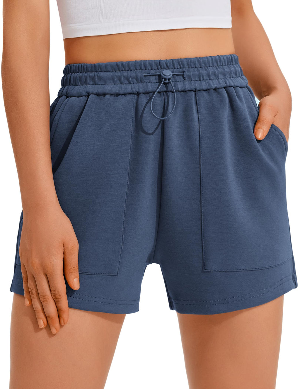 PINSPARK Sweat Shorts for Women Casual Summer Athletic Short Elastic Waist Comfy Lounge Shorts Bottoms with Pockets