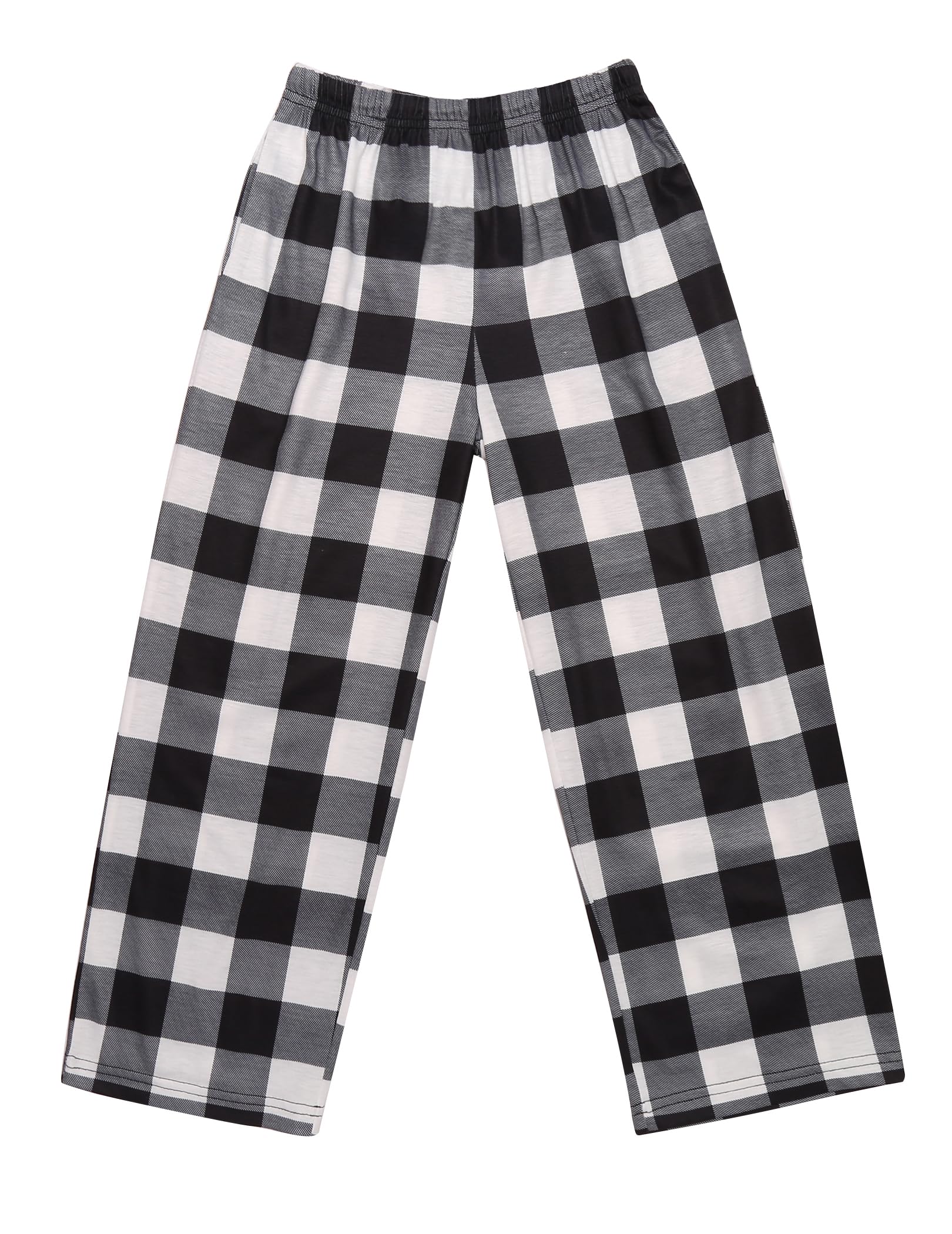Ekouaer Boys Pajama Pants Soft Plaid Long Pj Pants Kids Cute Elastic Waist SLeep Bottoms with 2 Pockets 6-14 Years