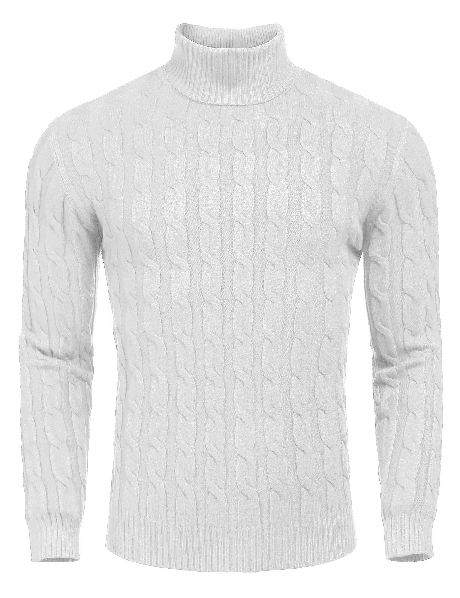 COOFANDY Men's Turtleneck Jumpers Slim Fit Roll Neck Jumper Cotton Twisted Knitted Sweater