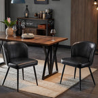 Dining Table and Chairs - Dining Chairs Set of 6, Upholstered Kitchen Chairs with Faux Leather Cushion Seat and Metal Legs, Mid Century Modern Dining Room Chair for Kitchen, Living Room, Easy Assembly