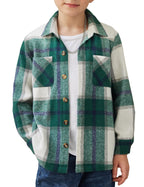 Arshiner Boys Flannel Shirts Kids Button Down Plaid Shirt Casual Long Sleeve Shirt Tops Boys and Girls Fall Plaid Jacket