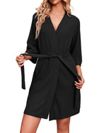 Ekouaer Robes for Women Waffle Knit Bathrobe Soft Lightweight Knee Length Loungewear S-XXL