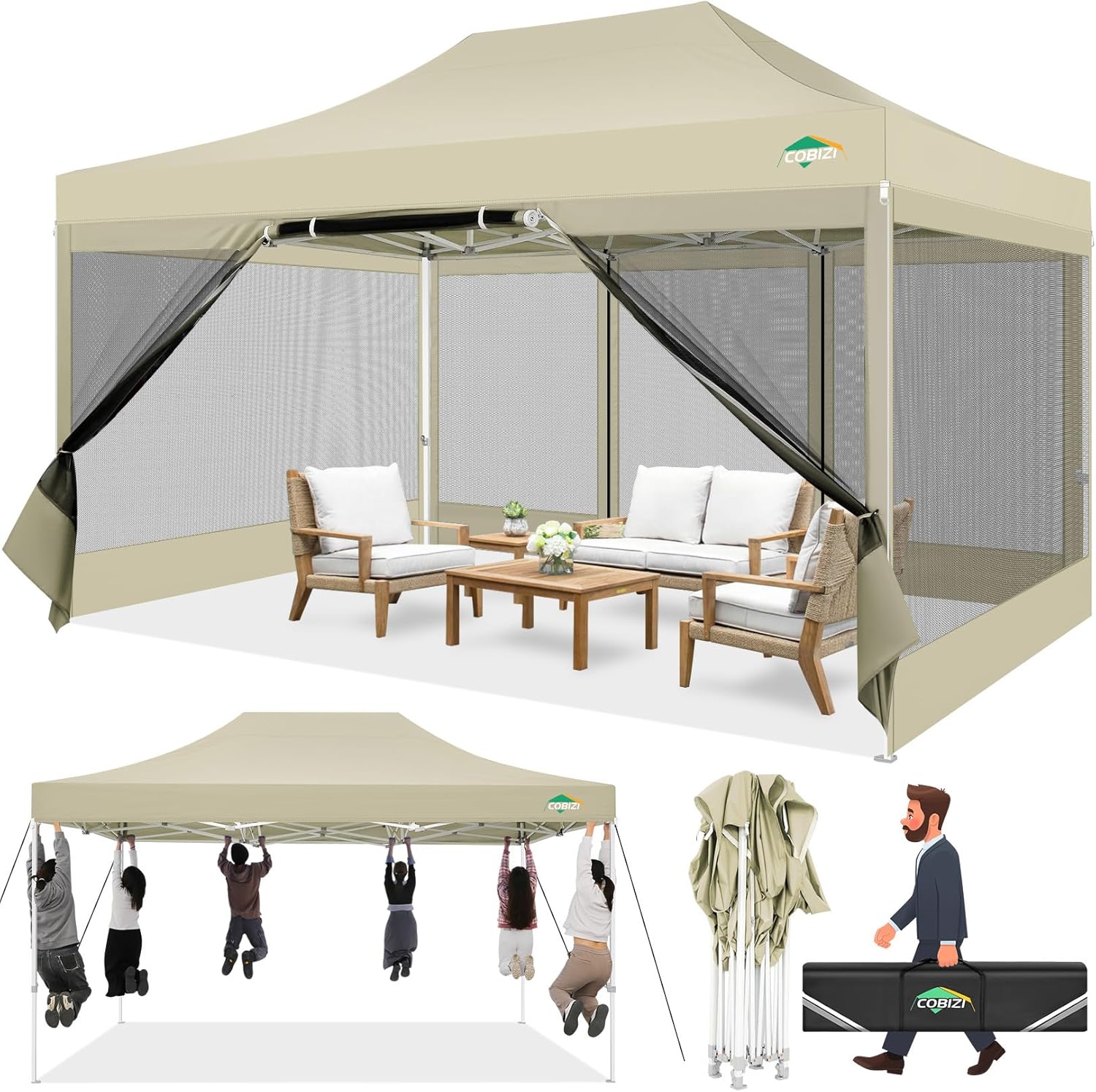 Canopies & Tents - COBIZI 10x15 Canopy Tent with 4 Sidewalls