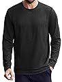 PINSPARK Men's Long Sleeve Shirts Crew Neck T-Shirt Casual Pullover Tees Soft Stretch Basic Tee Shirt with Zipper Pocket