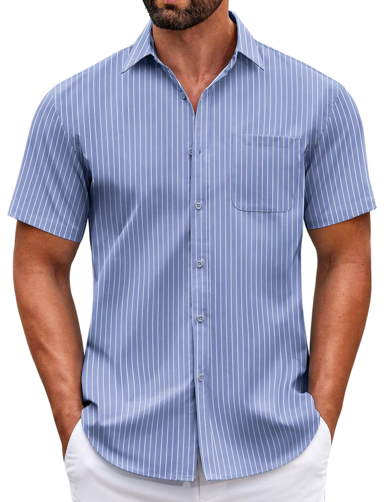 COOFANDY Mens Short Sleeve Casual Button Down Shirts Summer Untucked Dress Shirts with Pocket