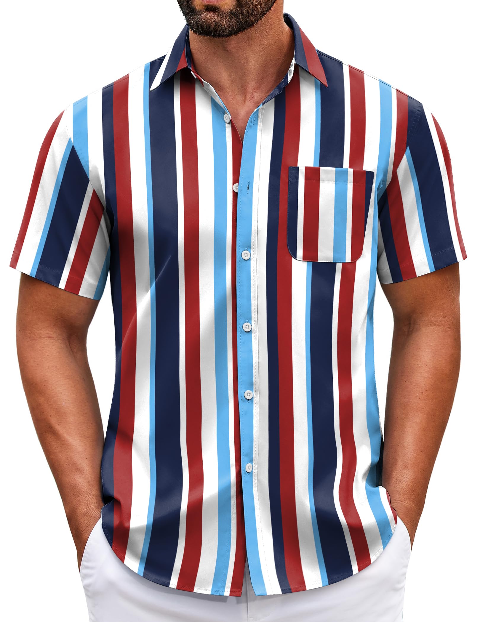 COOFANDY Mens Short Sleeve Casual Button Down Shirts Summer Untucked Dress Shirts with Pocket