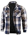 COOFANDY Flannel Shackets for Men Plaid Cotton Lined Jacket Long Sleeve Warm Thick Fall Outwear Shirt Jackets with Pockets