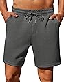 PINSPARK Mens Lounge Sweat Shorts, 7" Casual Elastic Waist Gym Workout Shorts with Drawstring