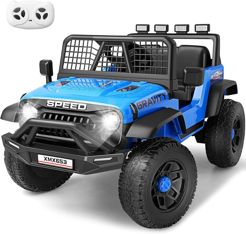 Children's Toy Car - 24V Ride on Car with Remote Control,Toddler Electric Car, 2×100W Strong Motors, Shock Springs, Fast/Slow Speeds, Drving/Reverse, LED Light&Music&Horn&Bluetooth, 1 Wide Seat